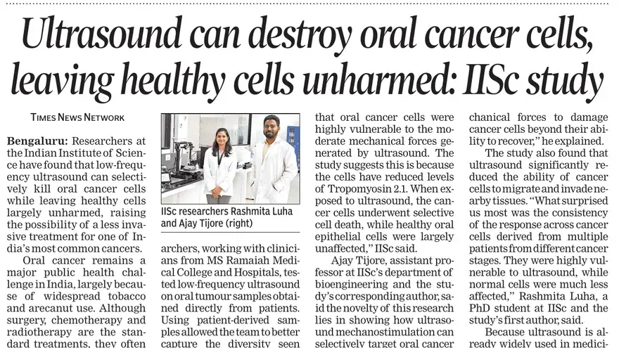 The Times of India newspaper clipping